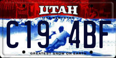 UT license plate C194BF