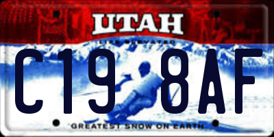 UT license plate C198AF