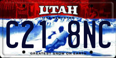 UT license plate C218NC
