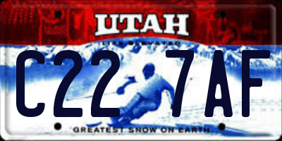 UT license plate C227AF
