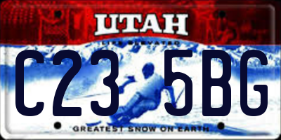 UT license plate C235BG