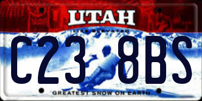 UT license plate C238BS