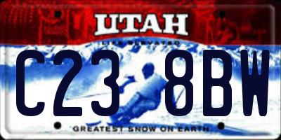 UT license plate C238BW