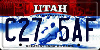UT license plate C275AF