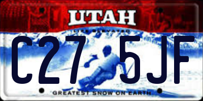 UT license plate C275JF