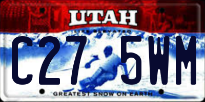 UT license plate C275WM