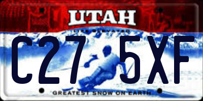 UT license plate C275XF