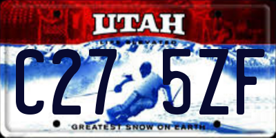 UT license plate C275ZF