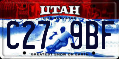 UT license plate C279BF
