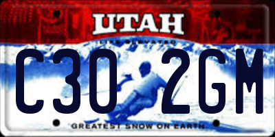 UT license plate C302GM