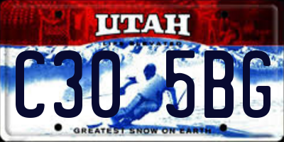 UT license plate C305BG
