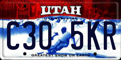 UT license plate C305KR