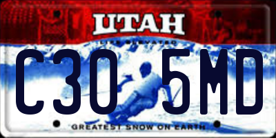 UT license plate C305MD