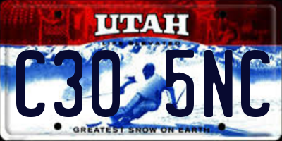 UT license plate C305NC