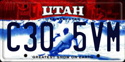 UT license plate C305VM