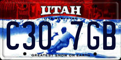UT license plate C307GB
