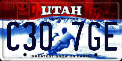 UT license plate C307GE