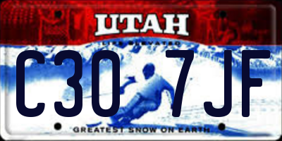 UT license plate C307JF