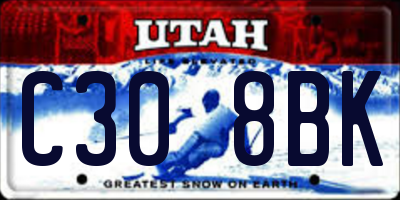 UT license plate C308BK