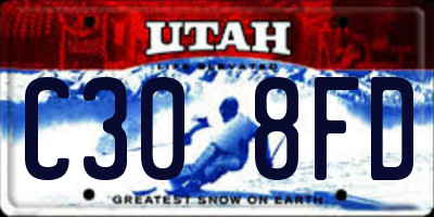UT license plate C308FD