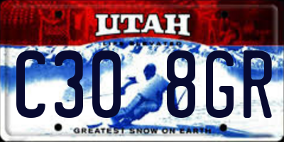UT license plate C308GR
