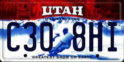 UT license plate C308HI