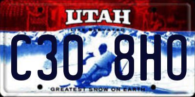 UT license plate C308HO