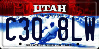 UT license plate C308LW