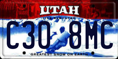 UT license plate C308MC