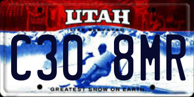 UT license plate C308MR