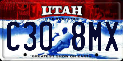 UT license plate C308MX