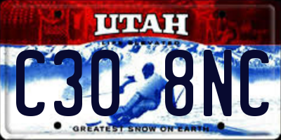 UT license plate C308NC
