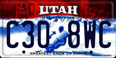 UT license plate C308WC