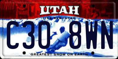 UT license plate C308WN