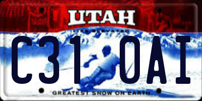 UT license plate C310AI