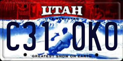 UT license plate C310KO