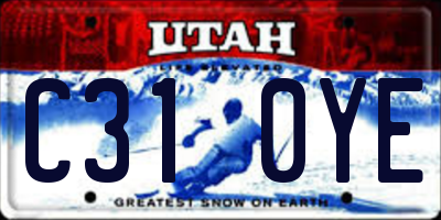 UT license plate C310YE