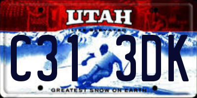 UT license plate C313DK