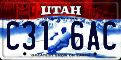 UT license plate C316AC