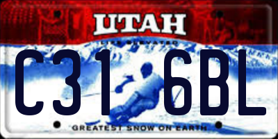UT license plate C316BL