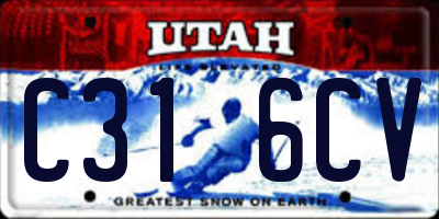 UT license plate C316CV