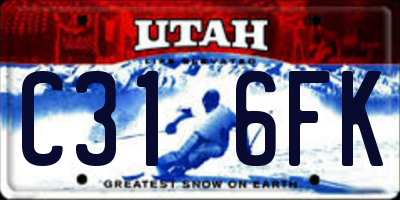 UT license plate C316FK
