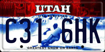 UT license plate C316HK