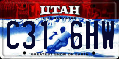 UT license plate C316HW
