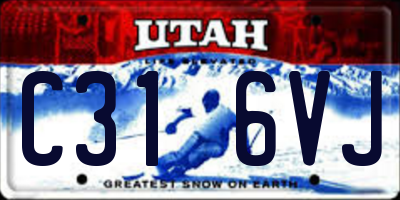 UT license plate C316VJ