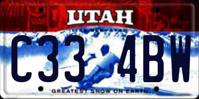 UT license plate C334BW