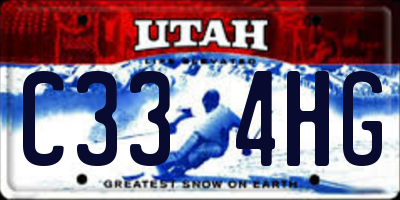 UT license plate C334HG