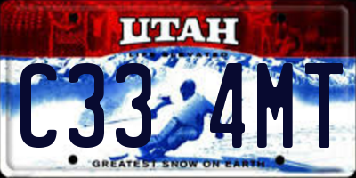UT license plate C334MT