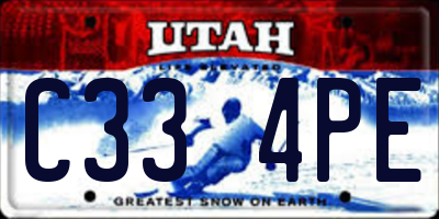 UT license plate C334PE
