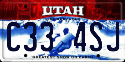 UT license plate C334SJ